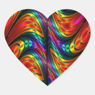 Fractal Silk Rainbow Heart Sticker