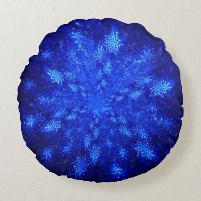 Fractal Snowburst Round Pillow (Front)