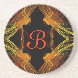 Fractal Square Series-3---Orng Yello coaster--1 of Coaster