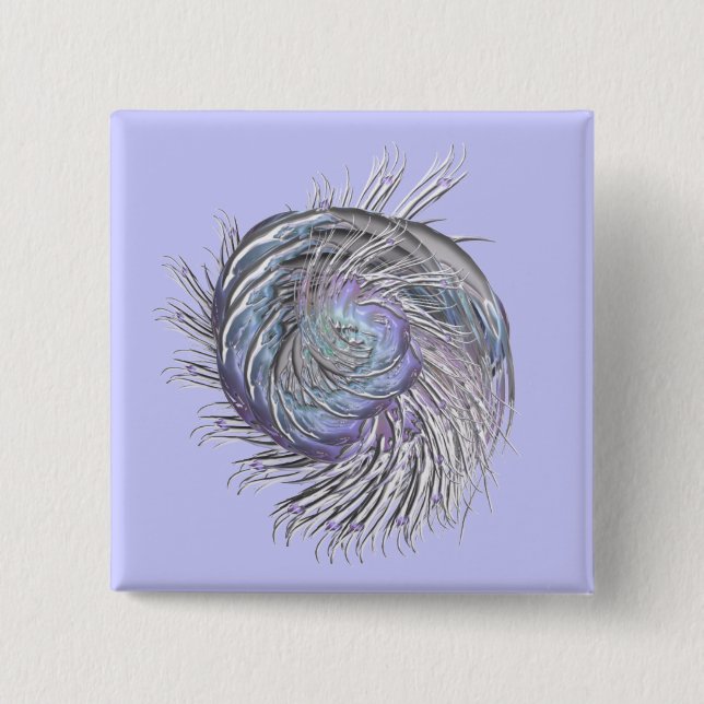 Fractal Squidly Thing 2 Inch Square Button (Front)