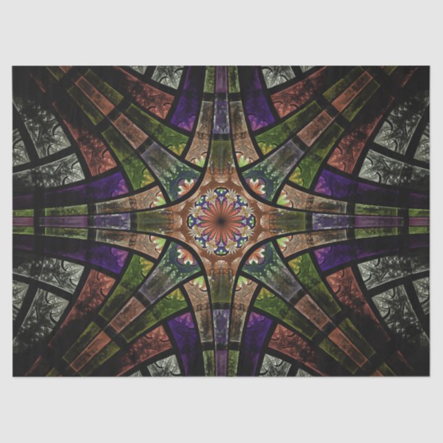 Fractal Stained Glass Window Abstract 23 Decoupage Tissue Paper (Front)