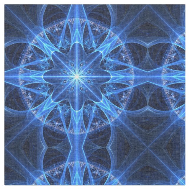Fractal Star Fabric - Blue Radiance (Close Up)