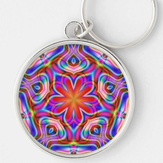 Fractal Star Mandala Sacred Geometry Keychain (Front)