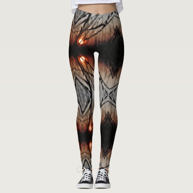 Fractal Sun Graphic Custom Leggings (Front)