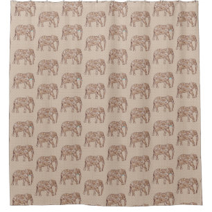 Fractal Swirl Elephant, Brown and Taupe 