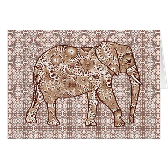 Fractal swirl elephant - brown and taupe (Front Horizontal)