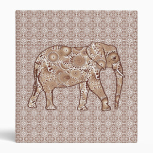 Fractal swirl elephant - brown and taupe binder