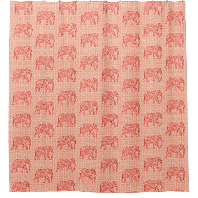 Fractal Swirl Elephant, Coral Orange and White (Front)