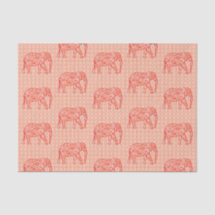 Fractal Swirl Elephant, Coral Orange and White Tissue Paper