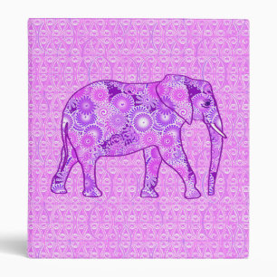 Fractal swirl elephant - purple and orchid binder
