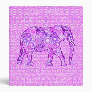 Fractal swirl elephant - purple and orchid binder