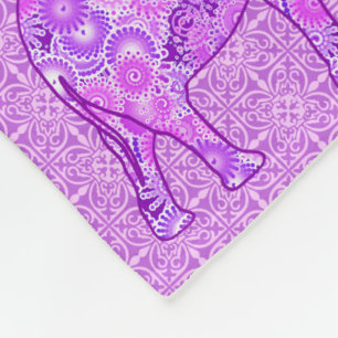 Fractal swirl elephant - purple and orchid fleece blanket