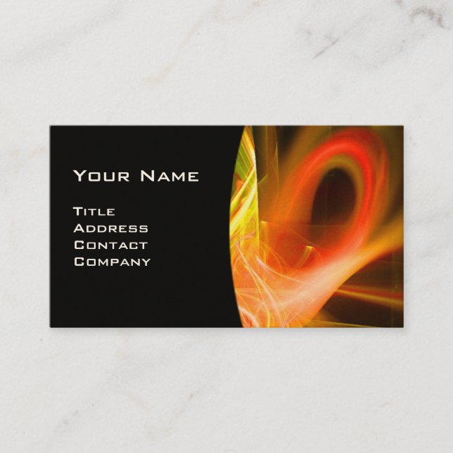 FRACTAL SWIRL GEM MONOGRAM black white yellow Business Card (Front)
