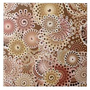 Fractal Swirl Pattern, Brown, Tan and Beige   Tile