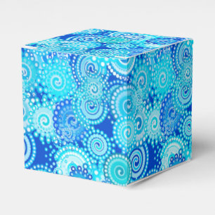 Fractal swirl pattern, cobalt blue favor box
