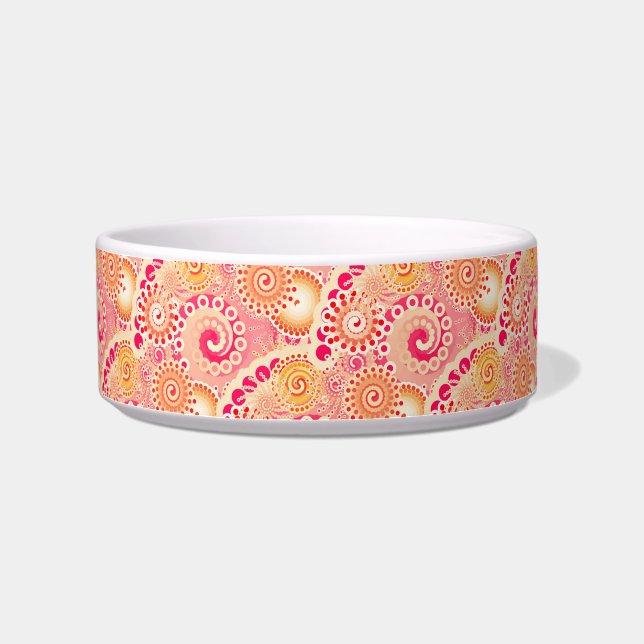 Fractal swirl pattern, coral, peach bowl (Left)