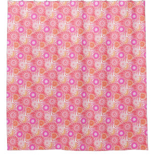 Fractal swirl pattern, coral, pink and cream