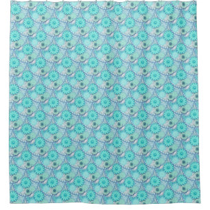 Fractal Swirl pattern, Light Blue and Aqua