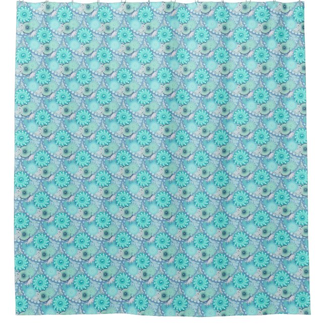 Fractal Swirl pattern, Light Blue and Aqua (Front)