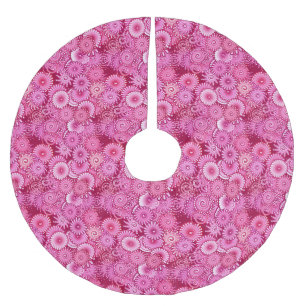 Fractal swirl pattern, magenta, pink, burgundy brushed polyester tree skirt