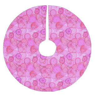 Fractal swirl pattern, pink and fuchsia brushed polyester tree skirt