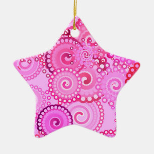 Fractal swirl pattern, pink and fuchsia ceramic ornament