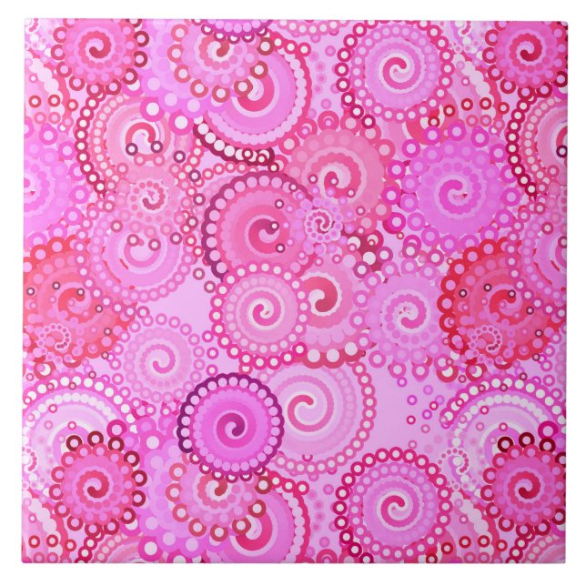 Fractal swirl pattern, pink and fuchsia tile (Front)