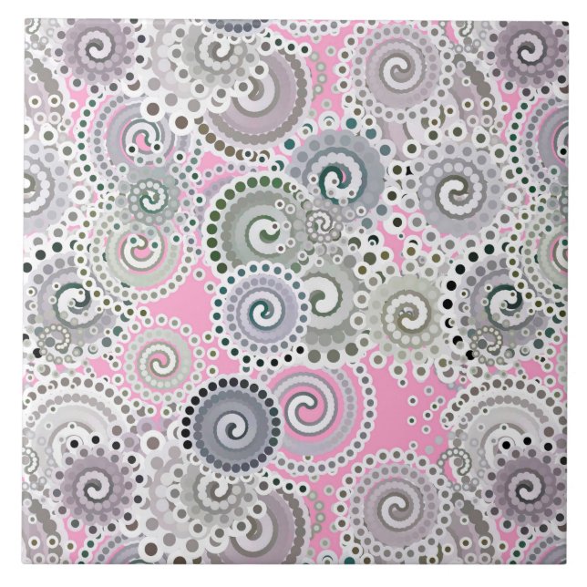 Fractal swirl pattern, pink and grey tile (Front)