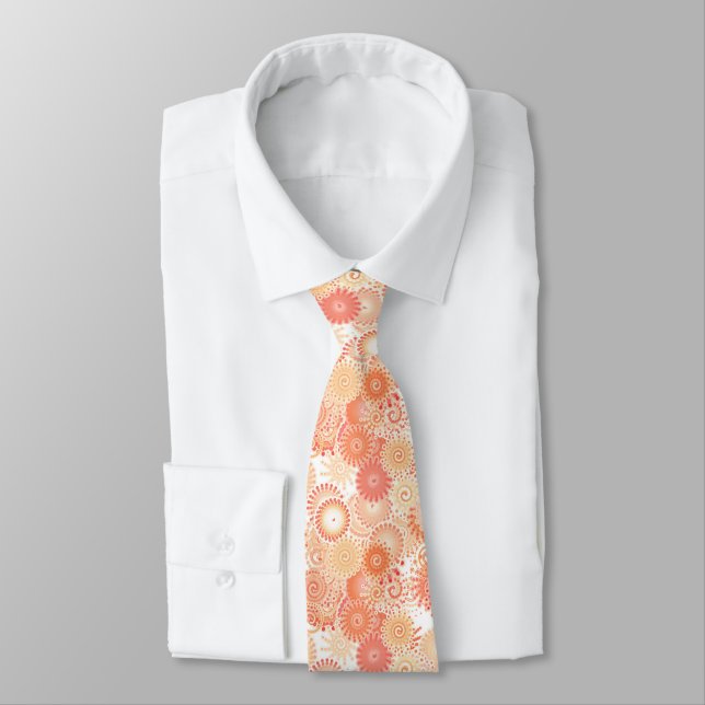 Fractal swirl pattern, shades of coral and peach tie (Tied)