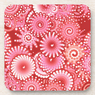 Fractal swirl pattern, shades of deep red coaster