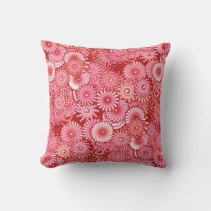 Fractal swirl pattern, shades of deep red throw pillow