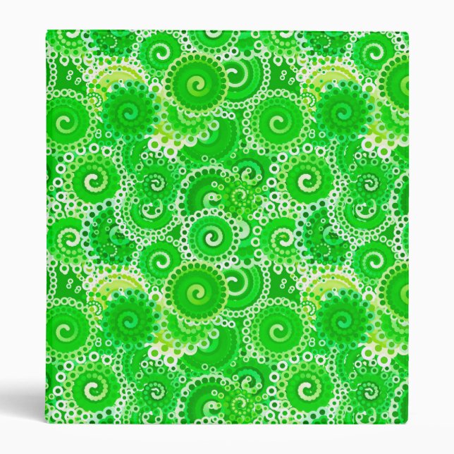 Fractal swirl pattern, shades of emerald green binder (Front)