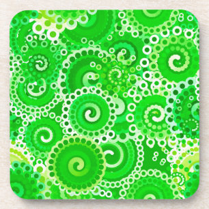 Fractal swirl pattern, shades of emerald green coaster