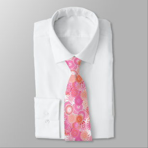 Fractal swirl pattern, shades of pink and coral tie