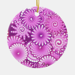 Fractal swirl pattern, shades of plum and violet ceramic ornament