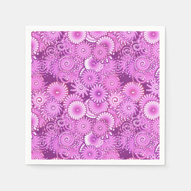 Fractal swirl pattern, shades of plum and violet napkin (Front)
