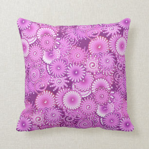 Fractal swirl pattern, shades of plum and violet throw pillow