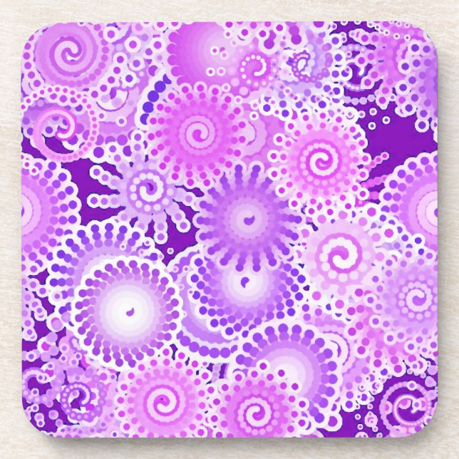 Fractal swirl pattern, shades of purple coaster (Front)