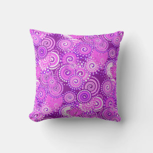 Fractal swirl pattern, shades of purple throw pillow