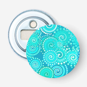 Fractal swirl pattern, shades of turquoise bottle opener