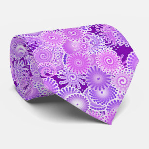 Fractal swirl pattern, shades of violet tie