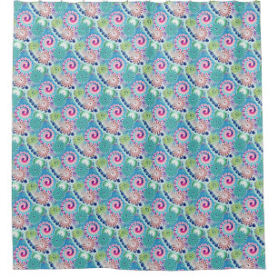 Fractal swirl pattern, turquoise, pink, multi