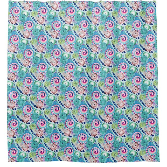 Fractal swirl pattern, turquoise, pink, multi (Front)