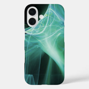 FRACTAL SWIRLS IN BLUE TURQOISE GREEN TEAL iPhone 16 CASE