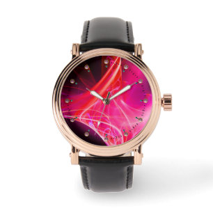 FRACTAL SWIRLS IN PURPLE pink fuchsia Watch