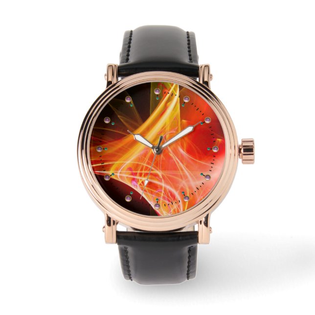 FRACTAL SWIRLS IN YELLOW ORANGE RED WATCH (Front)