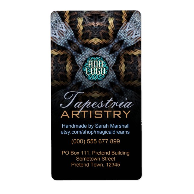 Fractal Tapestry Art w/ Logo Business Label (Front)