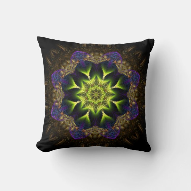 Fractal Tapestry Green Flower Cushion (Front)