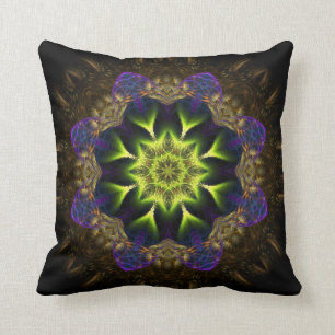 Fractal Tapestry Green Flower Cushion