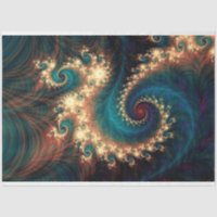 Fractal Teal Fantasy Spiral Abstract 26 Decoupage